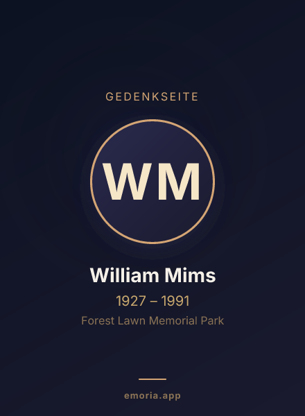 Gedenkportrait von William Mims