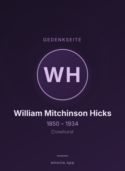 Gedenkportrait von William Mitchinson Hicks