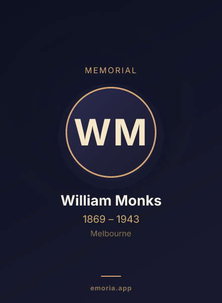 Memorial portrait of William Monks