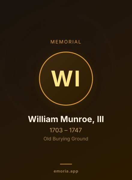 Memorial portrait of William Munroe, III