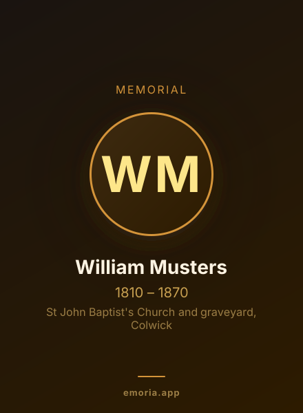 Memorial portrait of William Musters