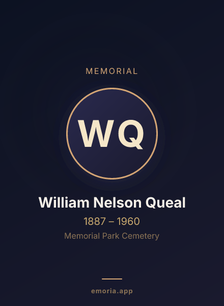 Memorial portrait of William Nelson Queal