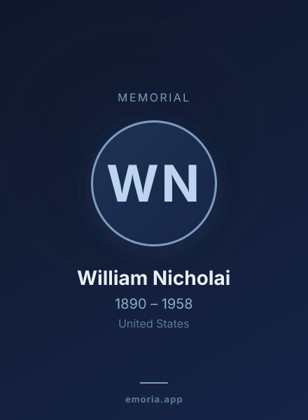 Memorial portrait of William Nicholai