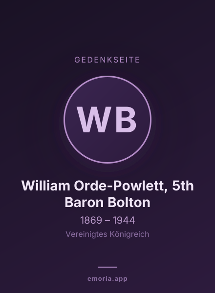 Gedenkportrait von William Orde-Powlett, 5th Baron Bolton