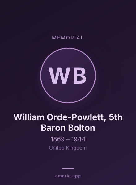 Memorial portrait of William Orde-Powlett, 5th Baron Bolton