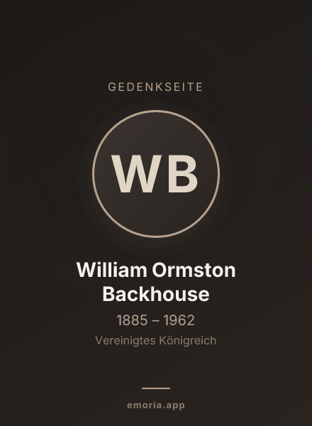 Gedenkportrait von William Ormston Backhouse
