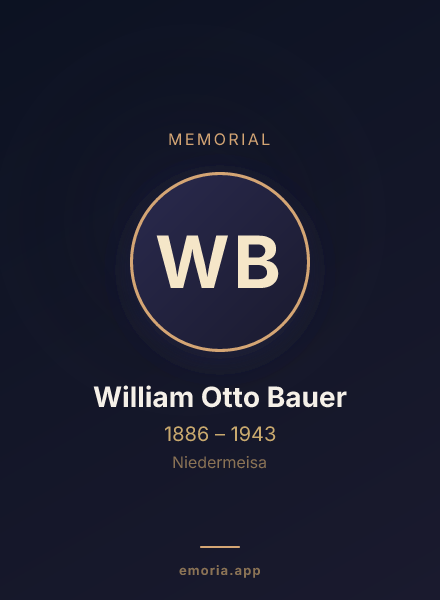 Memorial portrait of William Otto Bauer