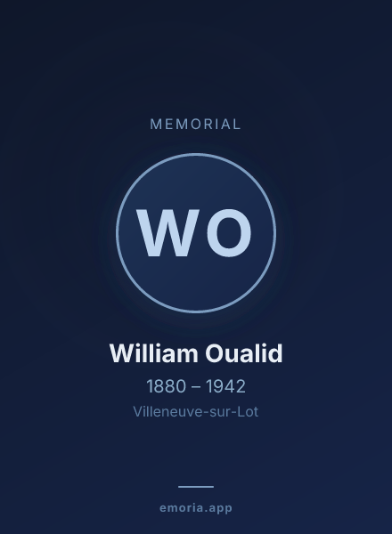 Memorial portrait of William Oualid
