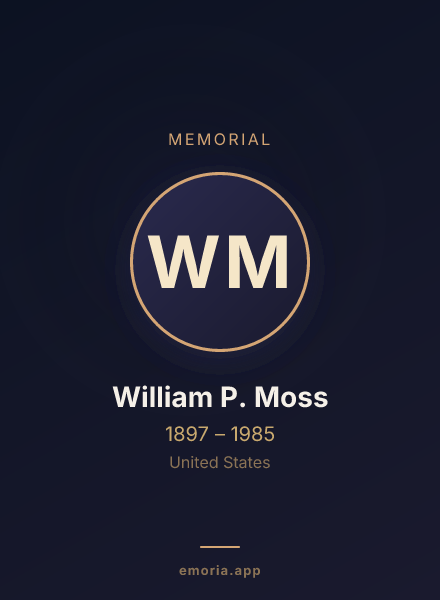 Memorial portrait of William P. Moss