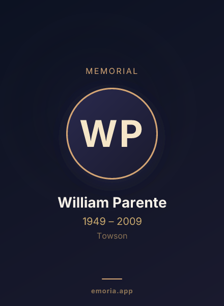 Memorial portrait of William Parente