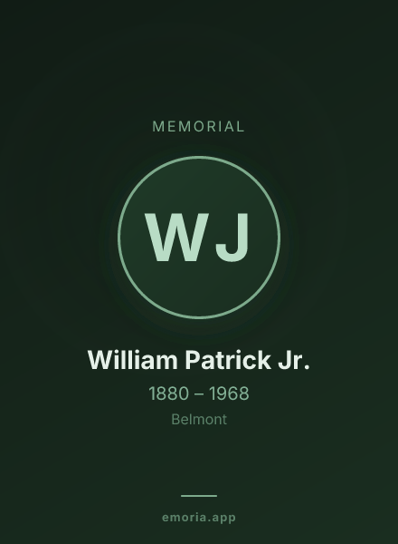 Memorial portrait of William Patrick Jr.