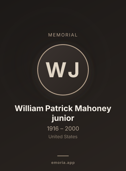 Memorial portrait of William Patrick Mahoney junior