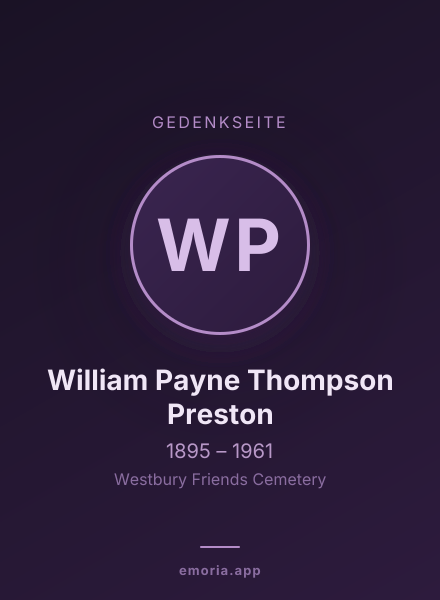 Gedenkportrait von William Payne Thompson Preston