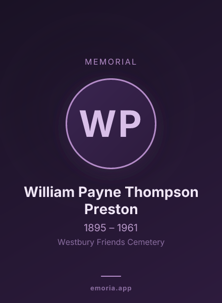 Memorial portrait of William Payne Thompson Preston