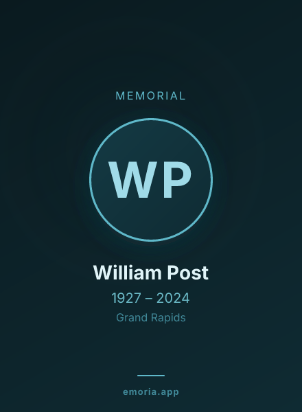 Memorial portrait of William Post
