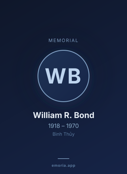 Memorial portrait of William R. Bond