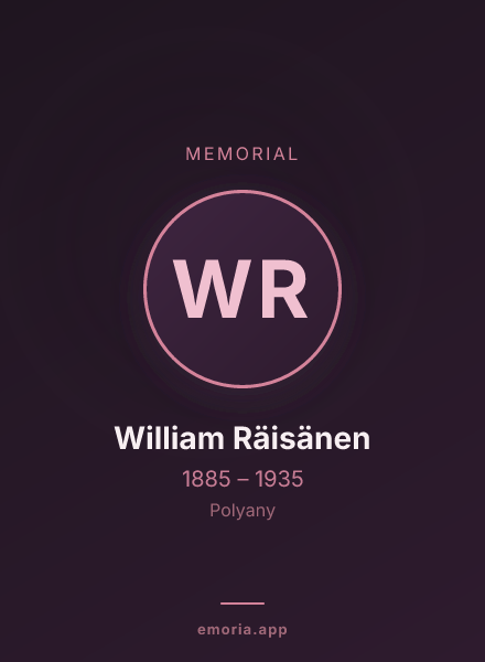 Memorial portrait of William Räisänen