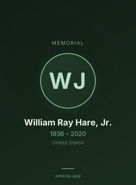 Memorial portrait of William Ray Hare, Jr.