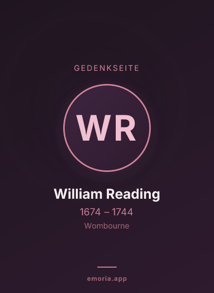 Gedenkportrait von William Reading