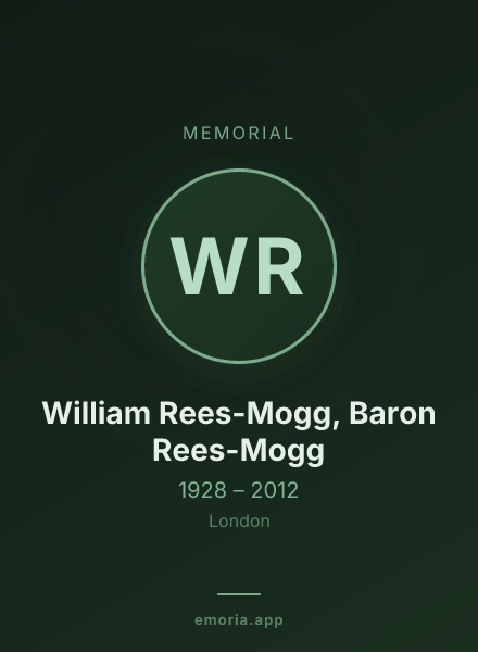 Memorial portrait of William Rees-Mogg, Baron Rees-Mogg