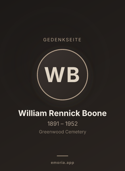 Gedenkportrait von William Rennick Boone