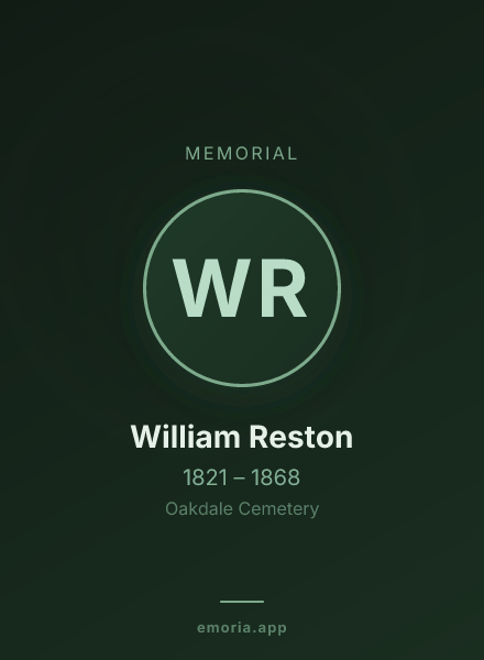 Memorial portrait of William Reston