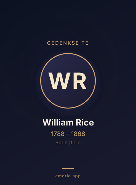 Gedenkportrait von William Rice