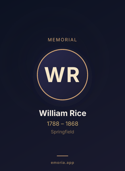 Memorial portrait of William Rice