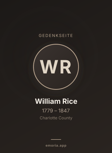 Gedenkportrait von William Rice