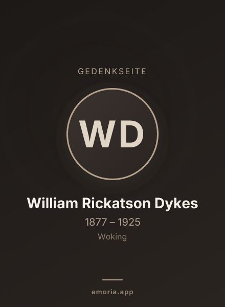 Gedenkportrait von William Rickatson Dykes