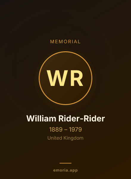 Memorial portrait of William Rider-Rider
