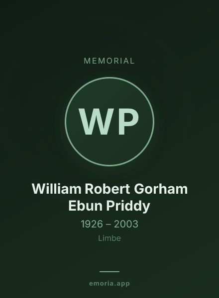 Memorial portrait of William Robert Gorham Ebun Priddy