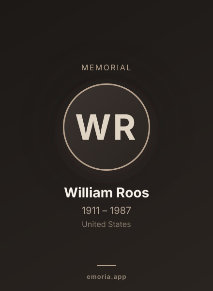 Memorial portrait of William Roos