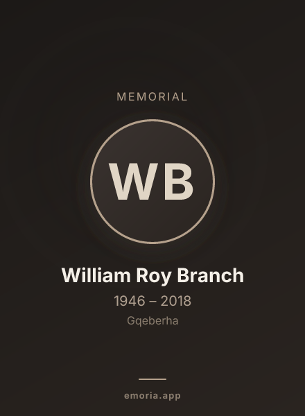 Memorial portrait of William Roy Branch