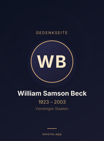 Gedenkportrait von William Samson Beck