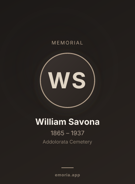 Memorial portrait of William Savona