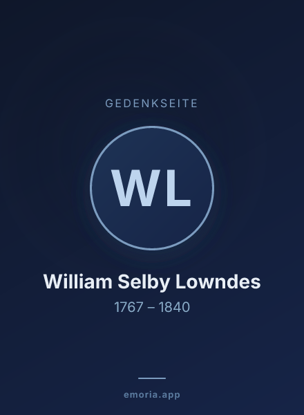 Gedenkportrait von William Selby Lowndes