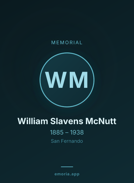 Memorial portrait of William Slavens McNutt
