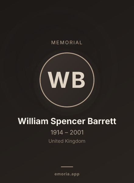 Memorial portrait of William Spencer Barrett