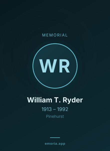 Memorial portrait of William T. Ryder