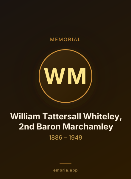 Memorial portrait of William Tattersall Whiteley, 2nd Baron Marchamley