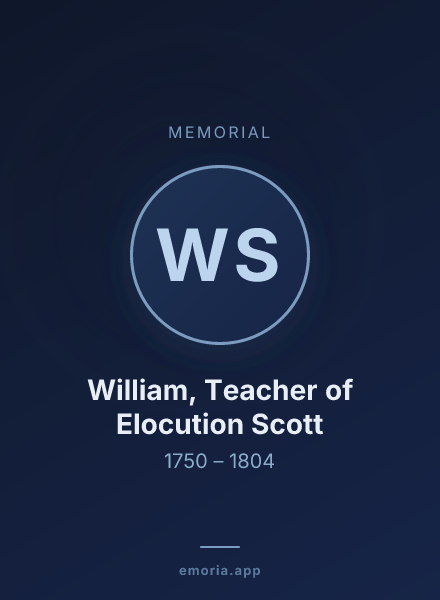 Memorial portrait of William, Teacher of Elocution Scott