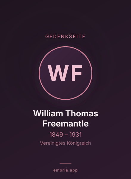 Gedenkportrait von William Thomas Freemantle
