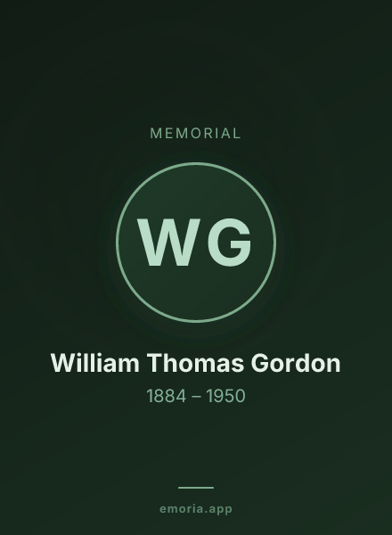 Memorial portrait of William Thomas Gordon
