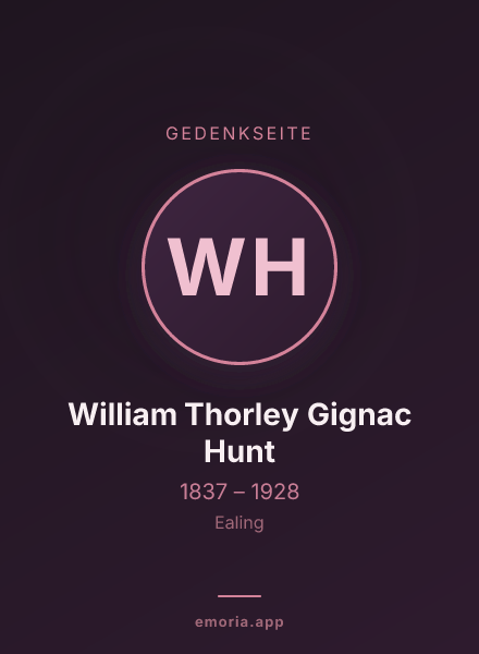 Gedenkportrait von William Thorley Gignac Hunt