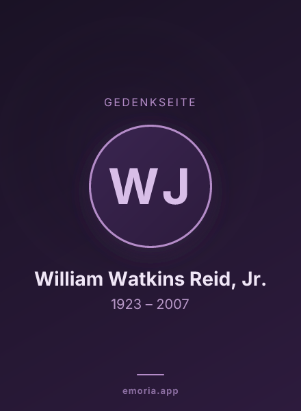 Gedenkportrait von William Watkins Reid, Jr.