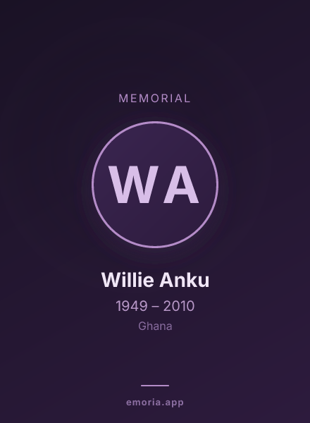 Memorial portrait of Willie Anku
