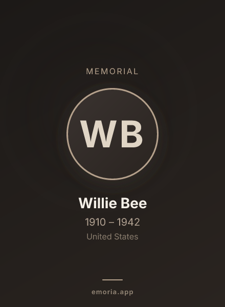 Memorial portrait of Willie Bee