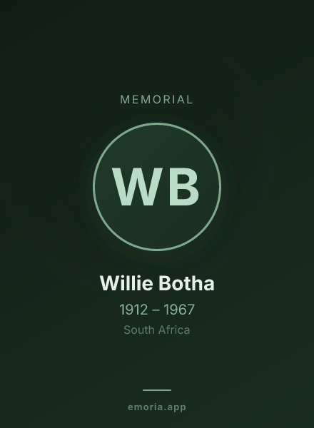 Memorial portrait of Willie Botha