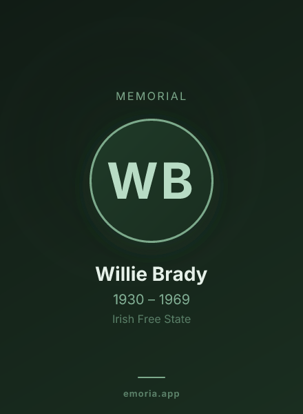 Memorial portrait of Willie Brady